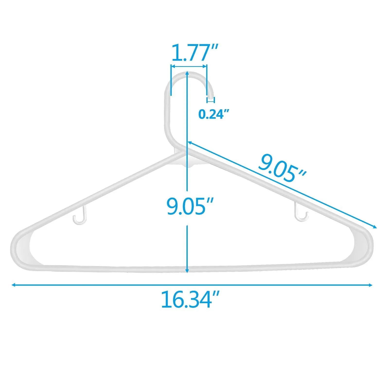 ZENY™ 100-Pack White Plastic Hangers Tubular Clothing Hangers