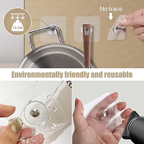 Zulaxy Photo Frame Hooks for Wall Without Drilling, 10 Pack Self Adhesive Hooks for Wall Heavy Duty Strong Nail Free for Hanging Photo Frame (Hanging Hook, Transparent) Stainless Steel